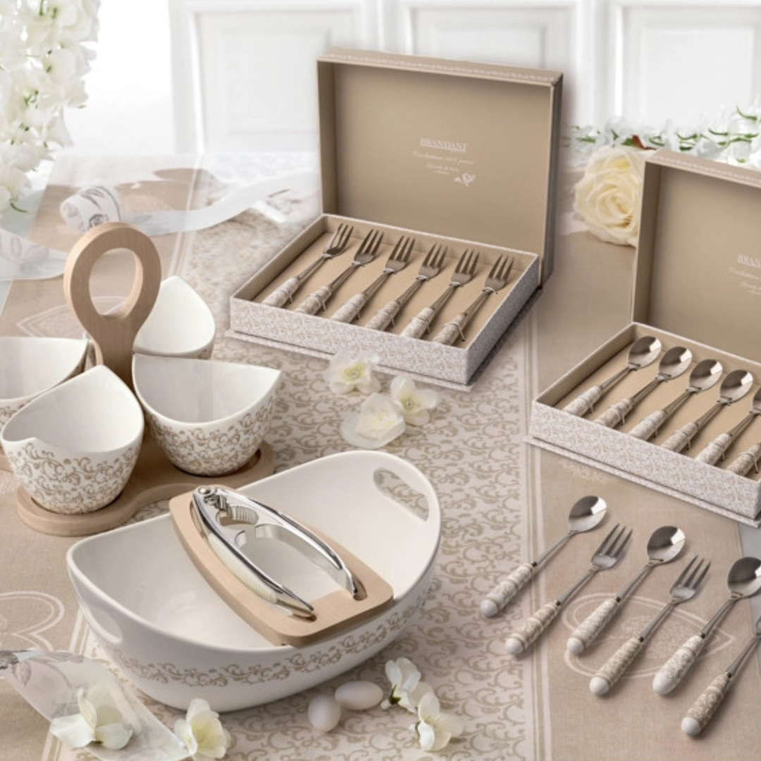 ANTIPASTIERA RICCIOLI DI FATA SET 4 PZ PORC C/SUP BAMB NATU