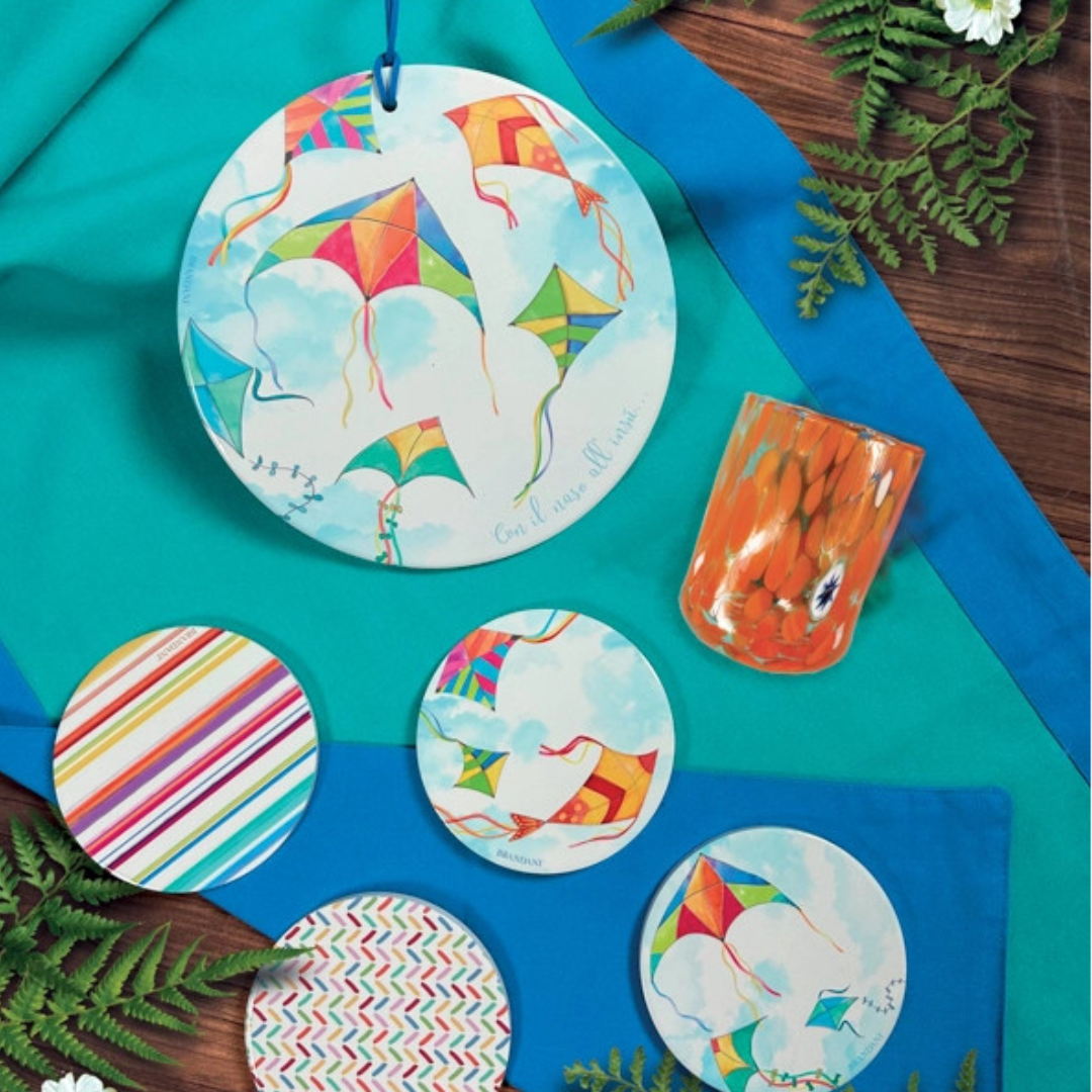 DECORATION ARIA SET 4 PZ CERAMICA/SUGHERO