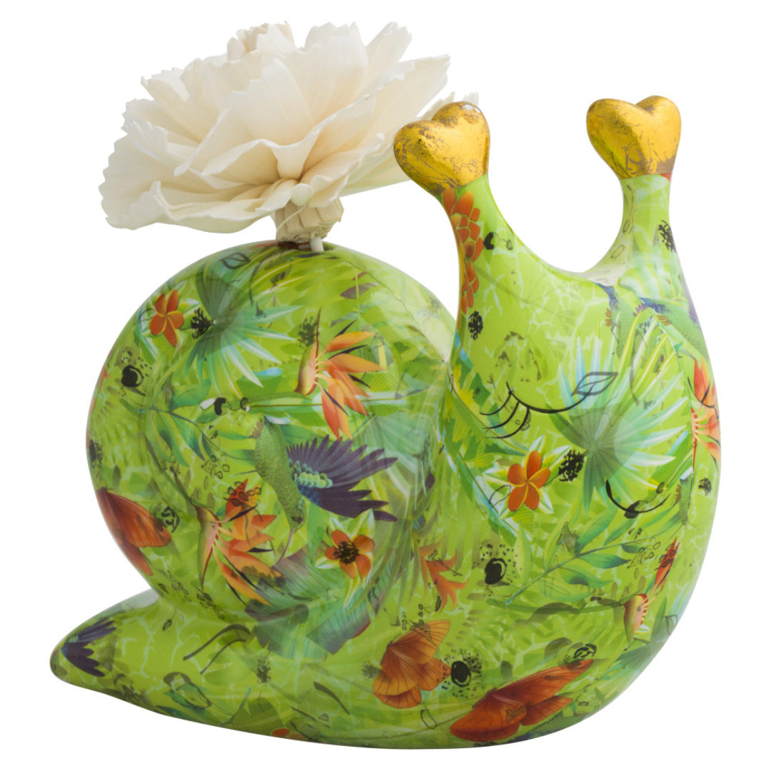 DIFFUSORE DI FRAGRANZA CHIOCCIOLA C/DIFFUSORE FIORE PORCELLANA