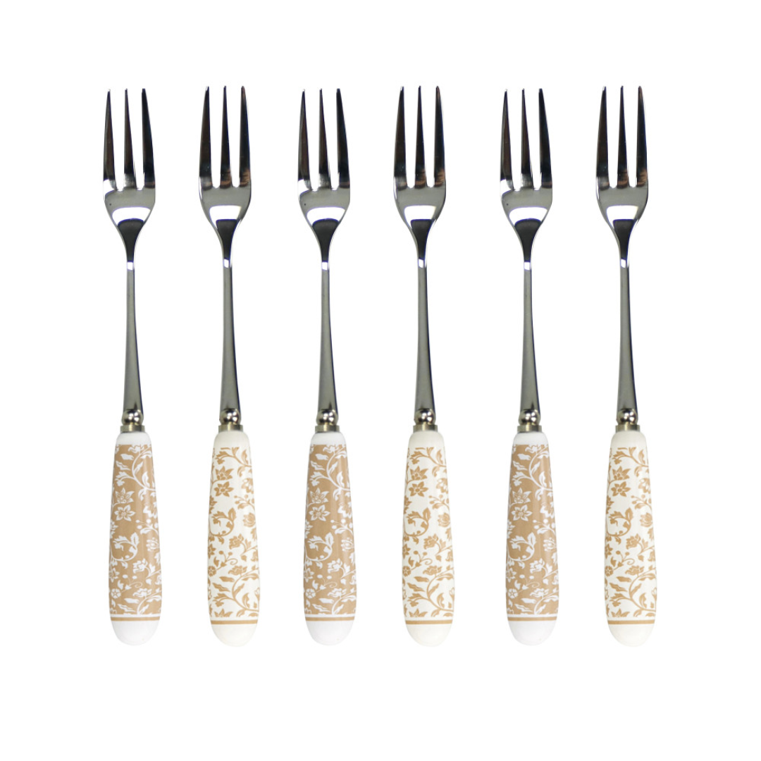 FORCHETTINA CAMPO AI FIORI SET 6PZ INOX C/MANICO CERAMICA