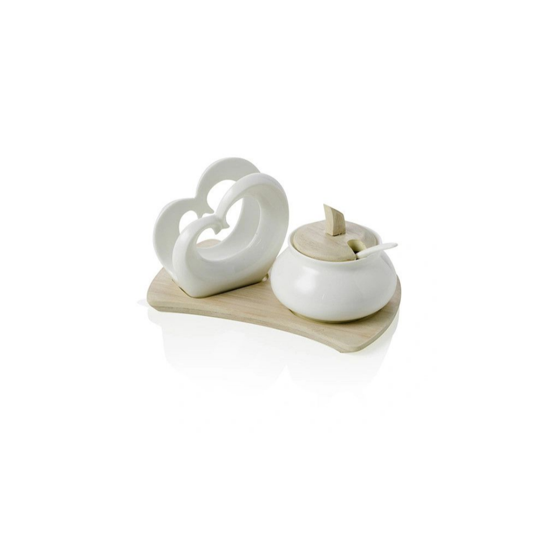 SERVING PORTATOVAGLIOLI DOPPIO CUORE ZUCCHER POR BIANC C/SUP BAMB NAT