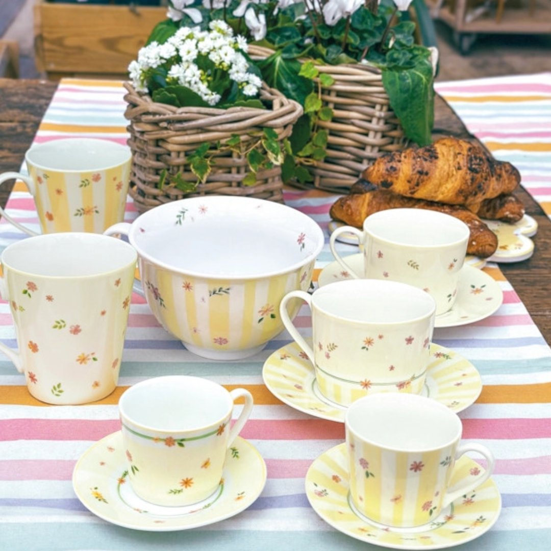 TAZZA THE' POLLINE GIALLO SET 2 PZ NEW BONE CHINA