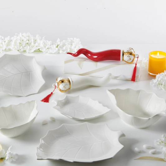 VASSOIETTO FOGLIA PIOPPO PORCELLANA
