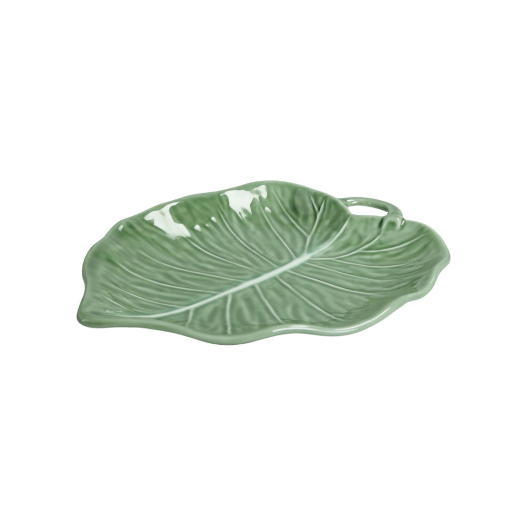 VASSOIO FOGLIA TIGLIO VERDE PORCELLANA