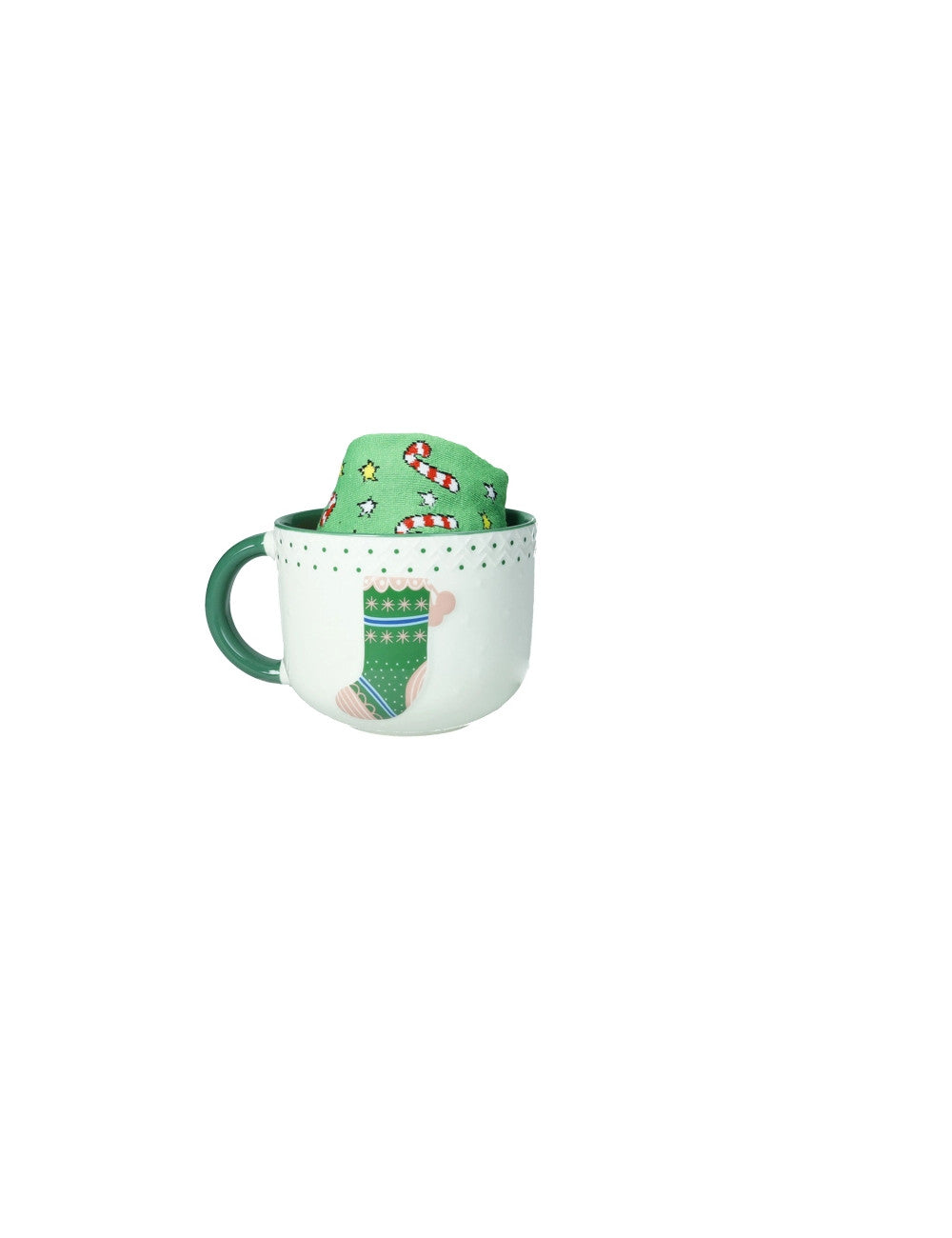 Tazza colazione calza new bone china con calzini cotone