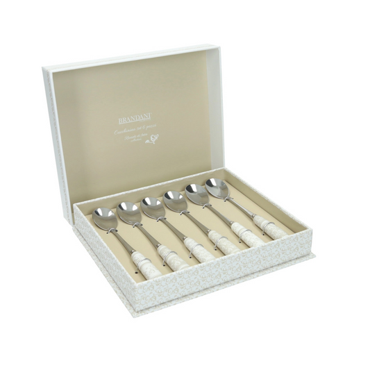CUCCHIAINO RICCIOLI DI FATA SET 6 PEZZI INOX C/MANICO CERAMICA