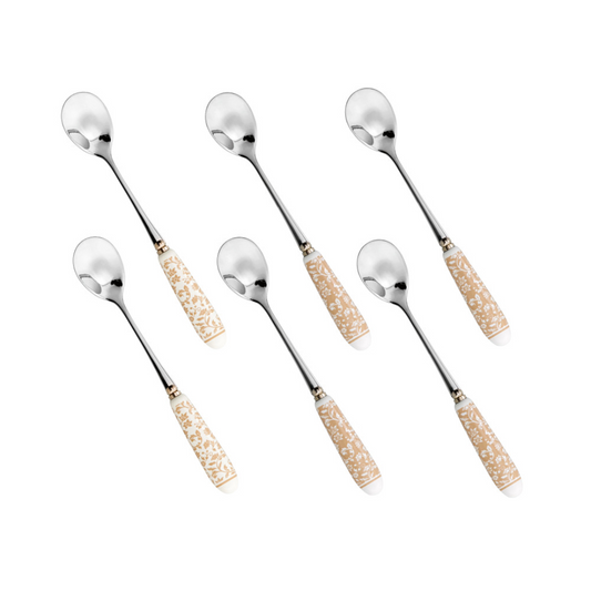 CUCCHIAINO CAMPO AI FIORI SET 6PZ INOX C/MANICO CERAMICA