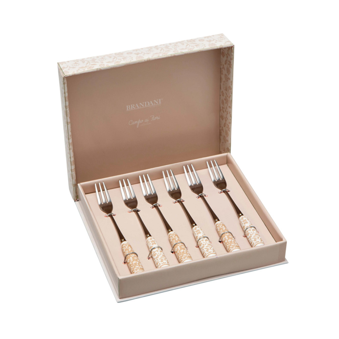 FORCHETTINA CAMPO AI FIORI SET 6PZ INOX C/MANICO CERAMICA