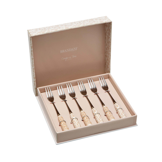 FORCHETTINA CAMPO AI FIORI SET 6PZ INOX C/MANICO CERAMICA