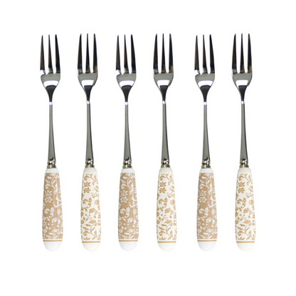 FORCHETTINA CAMPO AI FIORI SET 6PZ INOX C/MANICO CERAMICA