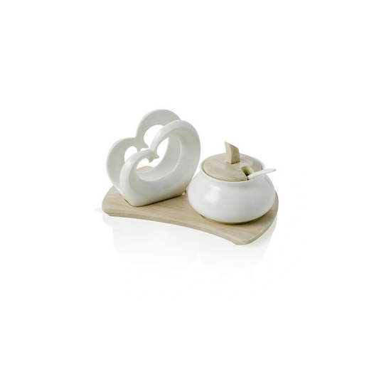 SERVING PORTATOVAGLIOLI DOPPIO CUORE ZUCCHER POR BIANC C/SUP BAMB NAT