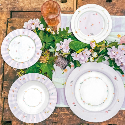 TAVOLA 18 PZ POLLINE LILLA NEW BONE CHINA