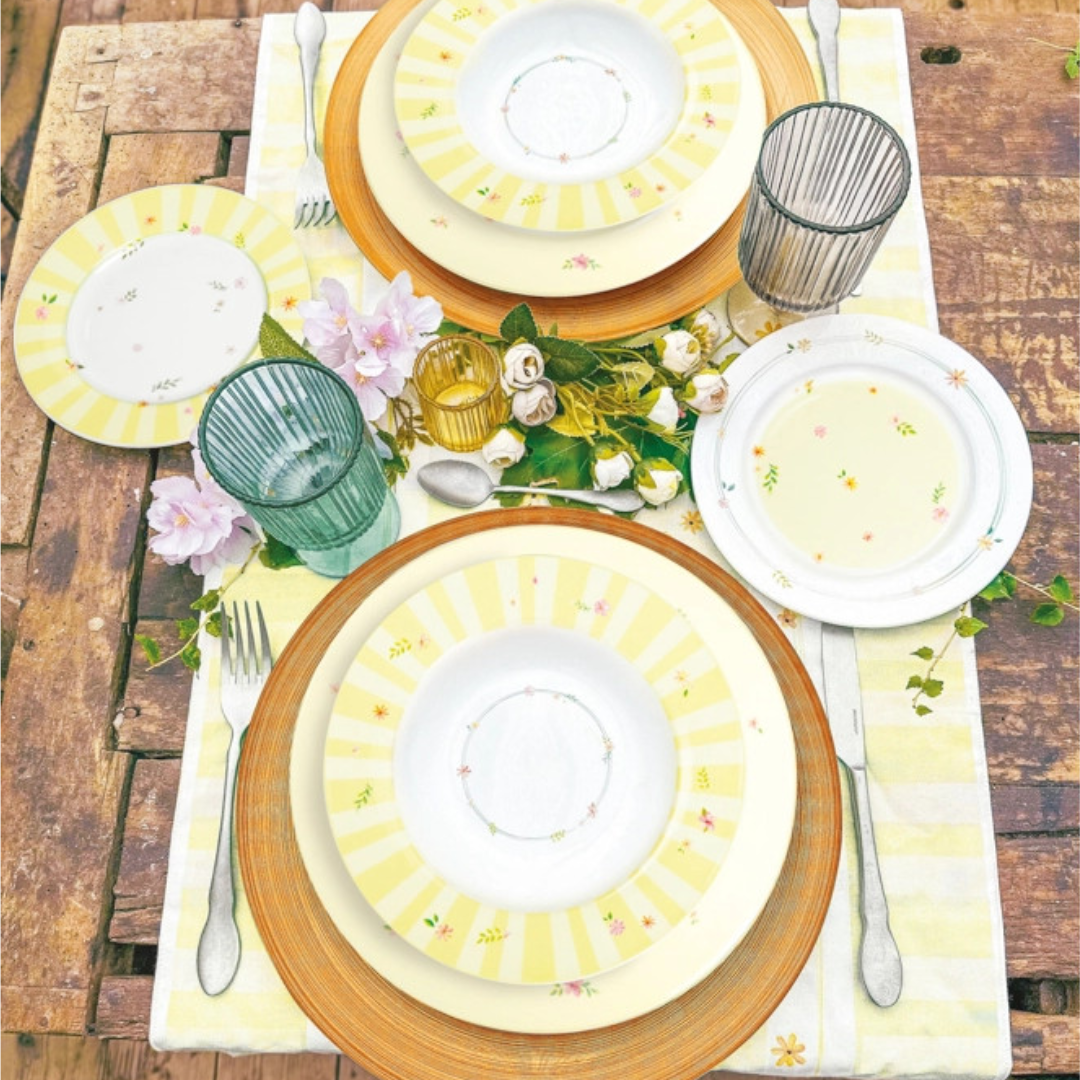 TAVOLA 18 PZ POLLINE GIALLO NEW BONE CHINA