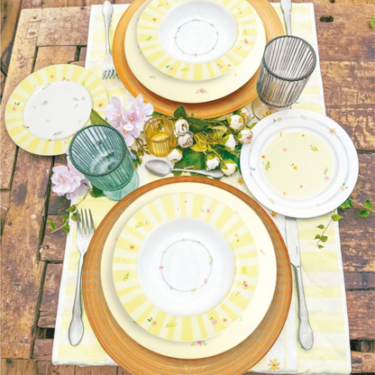 TAVOLA 18 PZ POLLINE GIALLO NEW BONE CHINA