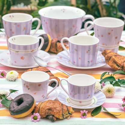 TAZZA THE' POLLINE LILLA SET 2 PZ NEW BONE CHINA