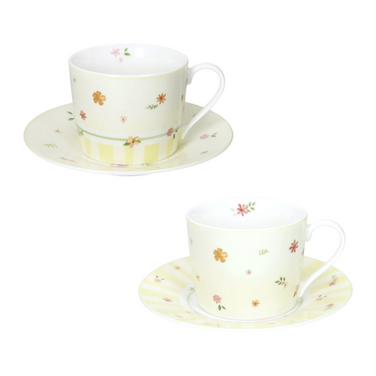 TAZZA THE' POLLINE GIALLO SET 2 PZ NEW BONE CHINA