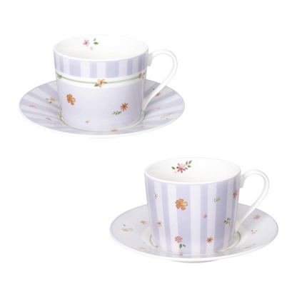 TAZZA THE' POLLINE LILLA SET 2 PZ NEW BONE CHINA