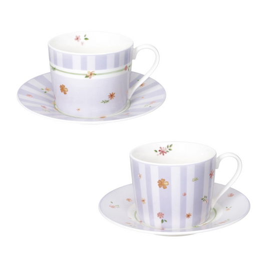 TAZZA THE' POLLINE LILLA SET 2 PZ NEW BONE CHINA