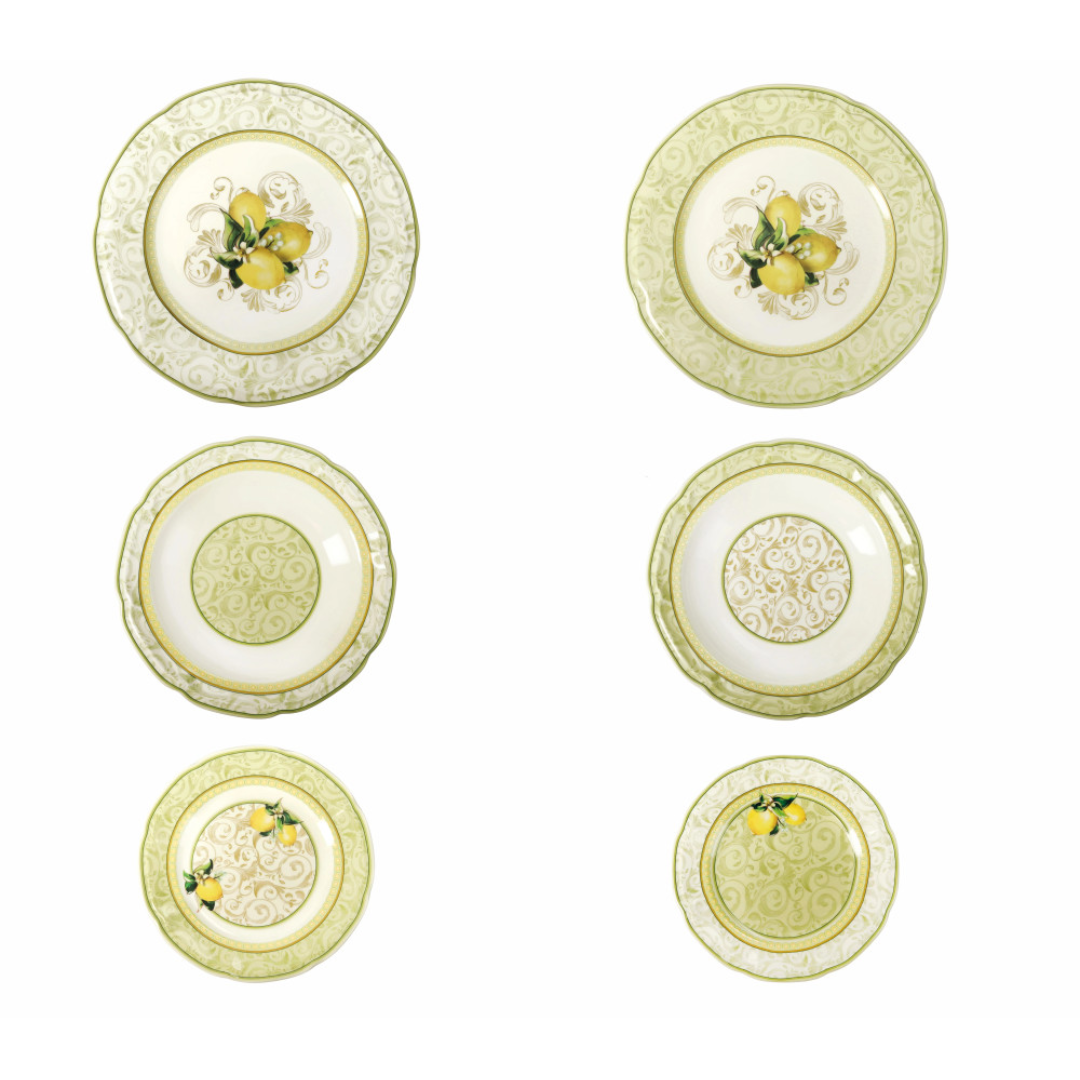 TAVOLA 18 PEZZI LIMONI NEW BONE CHINA