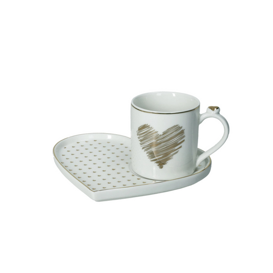 TAZZA C/VASSOIO AMORE MIO CUORI NEW BONE CHINA