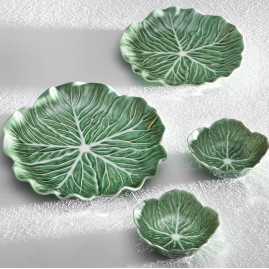 VASSOIO FOGLIA VEGAN VERDE PORCELLANA