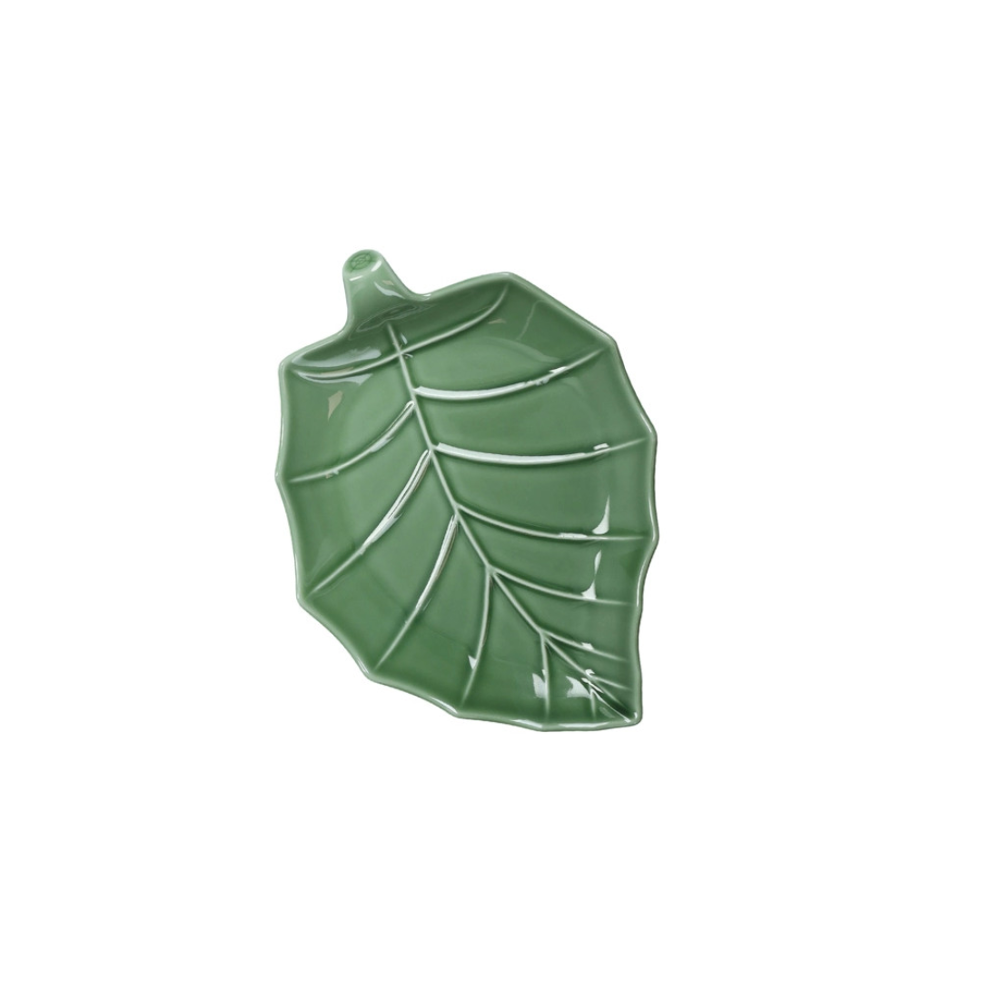 VASSOIO FOGLIA PIOPPO VERDE PORCELLANA