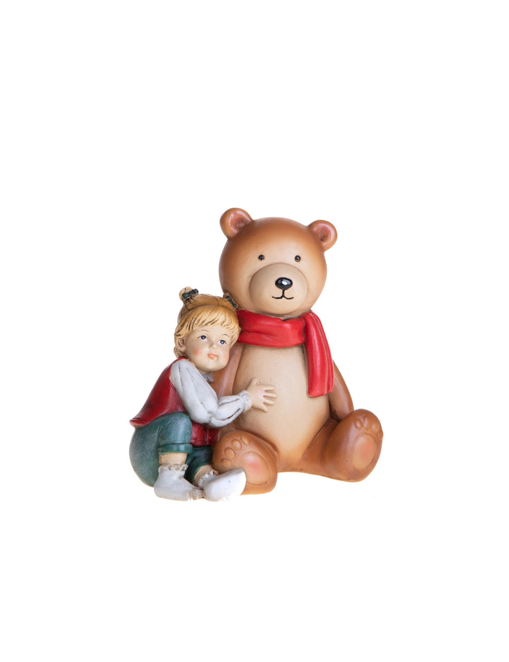 Bambina c/orsetto Natale resina
