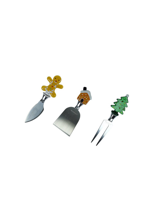 Coltelli formaggio christmas set 3 pezzi vetro/inox